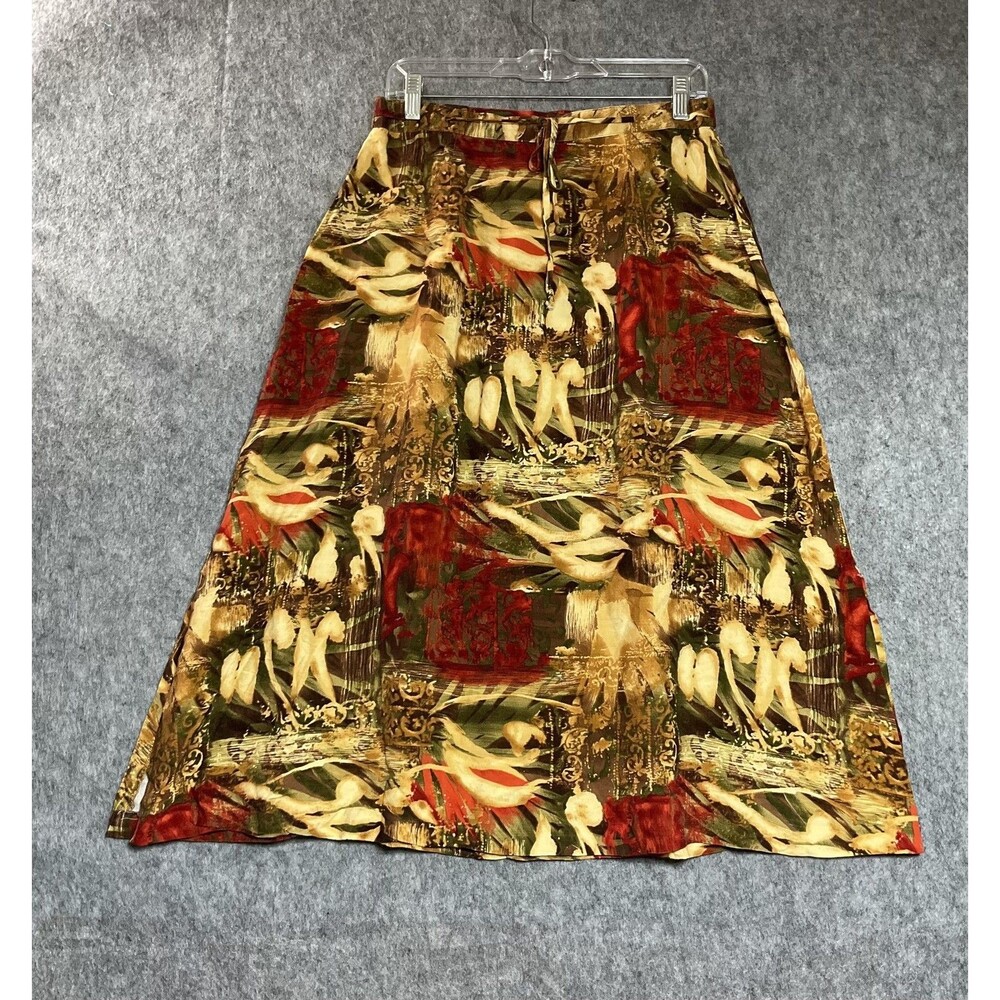 Vintage Stonebridge Skirt Womens M Multicolor A-Line Midi Tropical Vacation